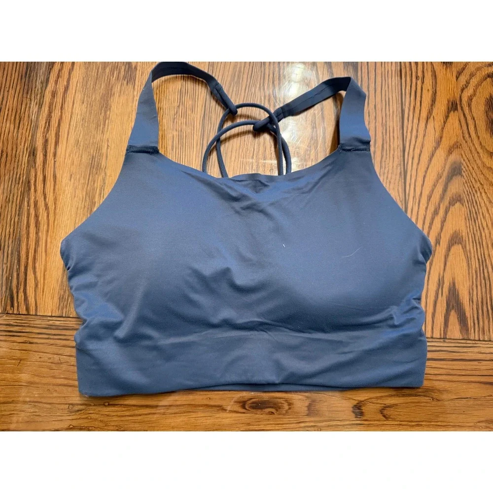 Nike Sports Bra Womens Small Blue Strappy Back Padded Activewear Indy